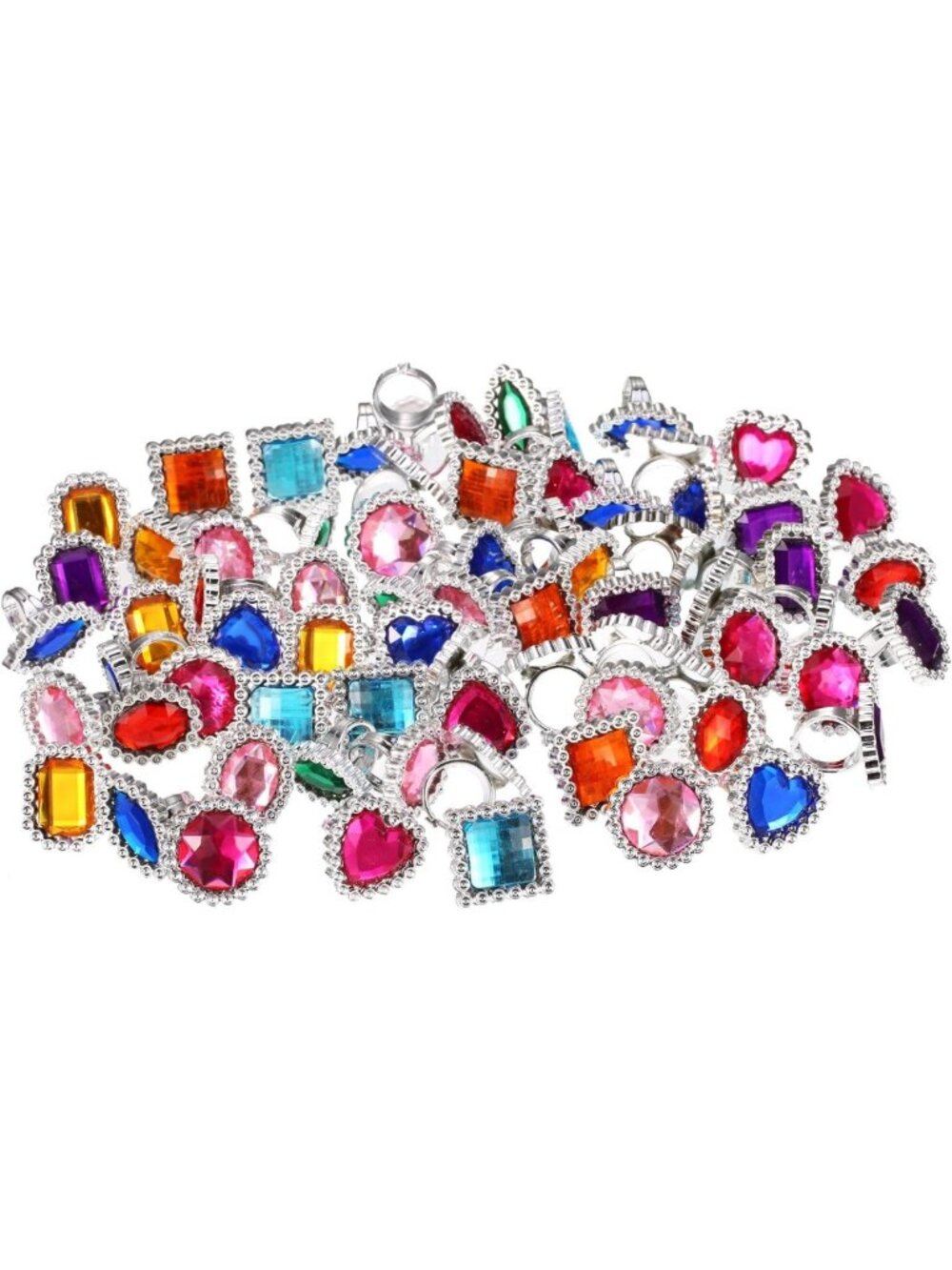 Colorful 72 Pcs Plastic Rings Set for Kids - Fun Costume Jewelry Accessories